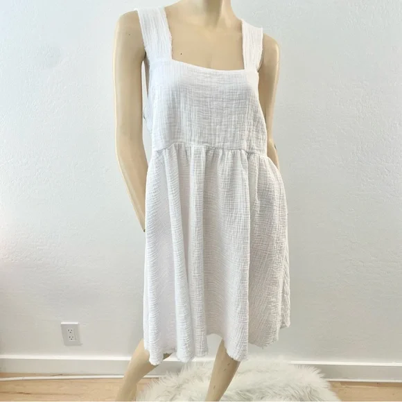 Natural Life-  White Gauze Textured Midi Sundress- L - Picture 6 of 14